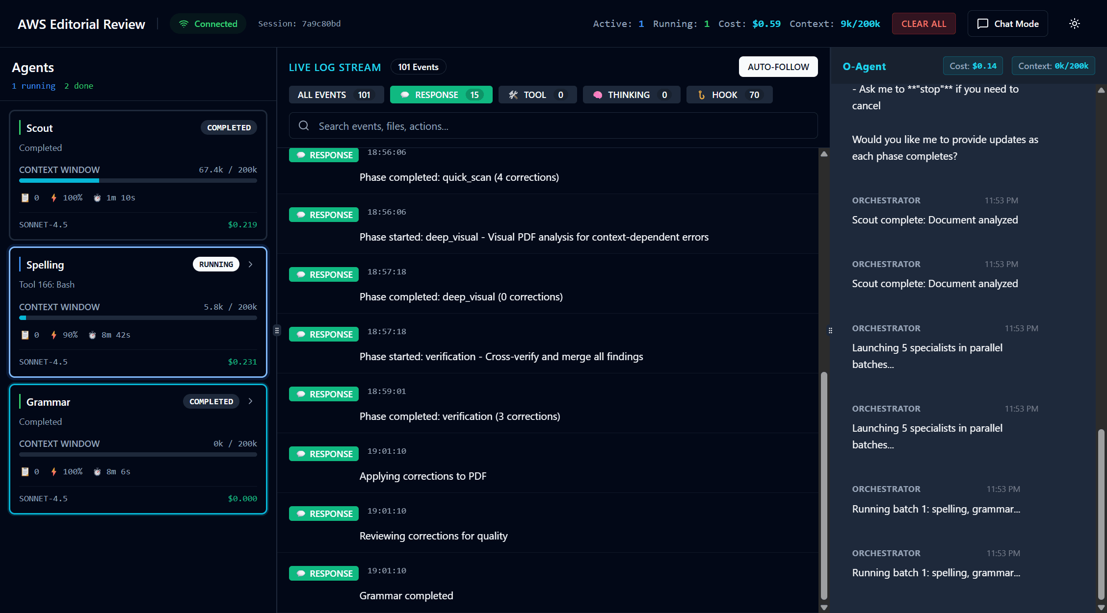 Multi-Agent Editorial Review System Interface